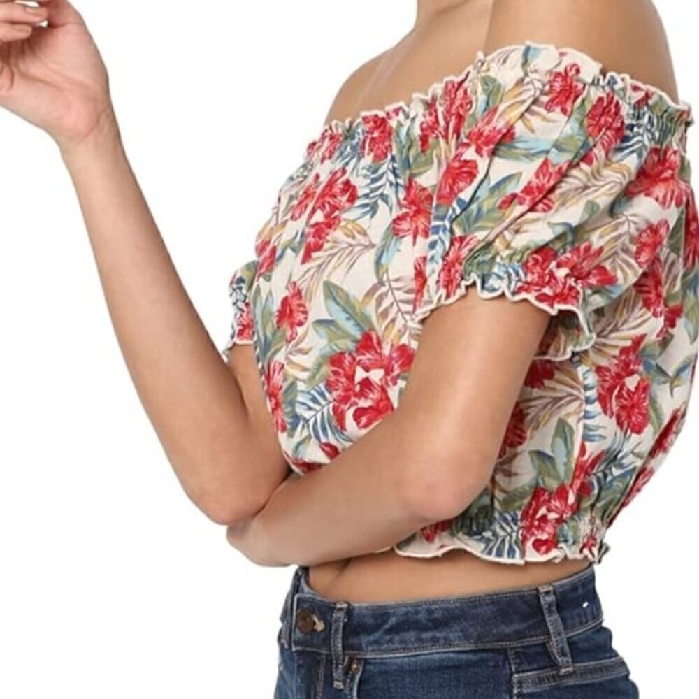 American Eagle Floral Off The Shoulder Crop Top